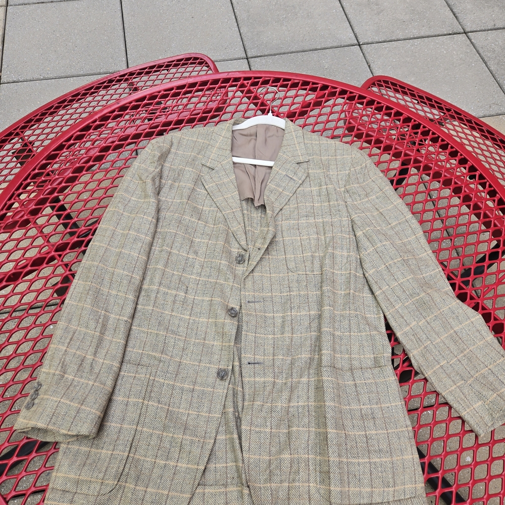 Ermenegildo Zegna Beige Plaid Blazer